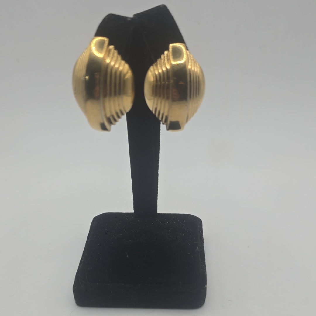 Givenchy Gold Ribbed Sculptural Clip-On Earrings 50$